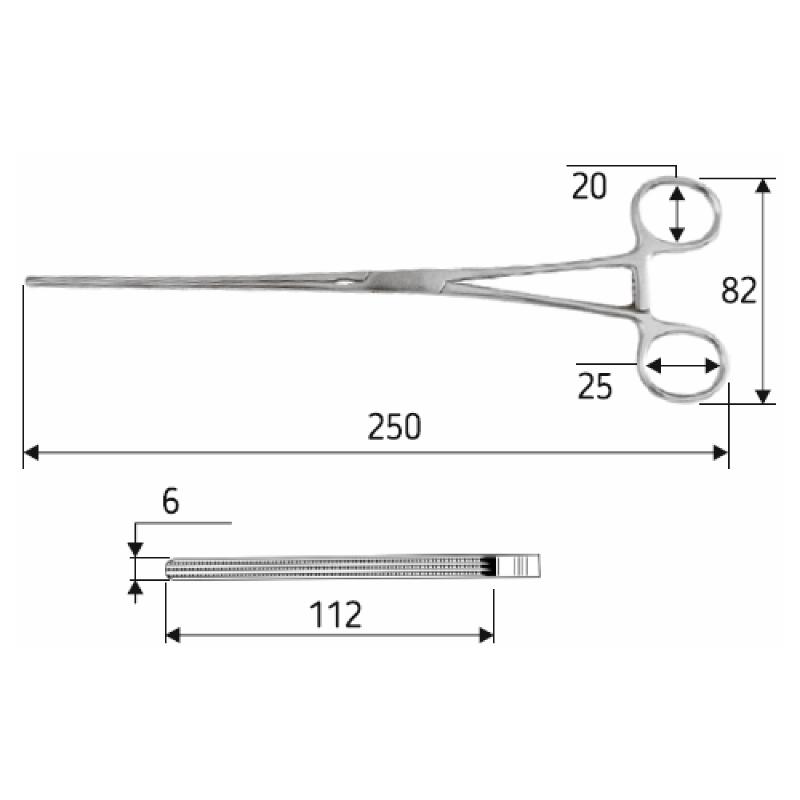 Затискач для кишківника та шлунку Kocher-Atrauma, 25 см, прямий, J-35-391, Surgicon